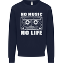 No Music No Life Retro Audio Cassette Kids Sweatshirt Jumper Navy Blue