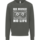 No Music No Life Retro Audio Cassette Kids Sweatshirt Jumper Storm Grey