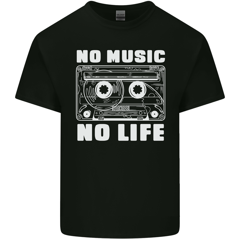 No Music No Life Retro Audio Cassette Kids T-Shirt Childrens Black