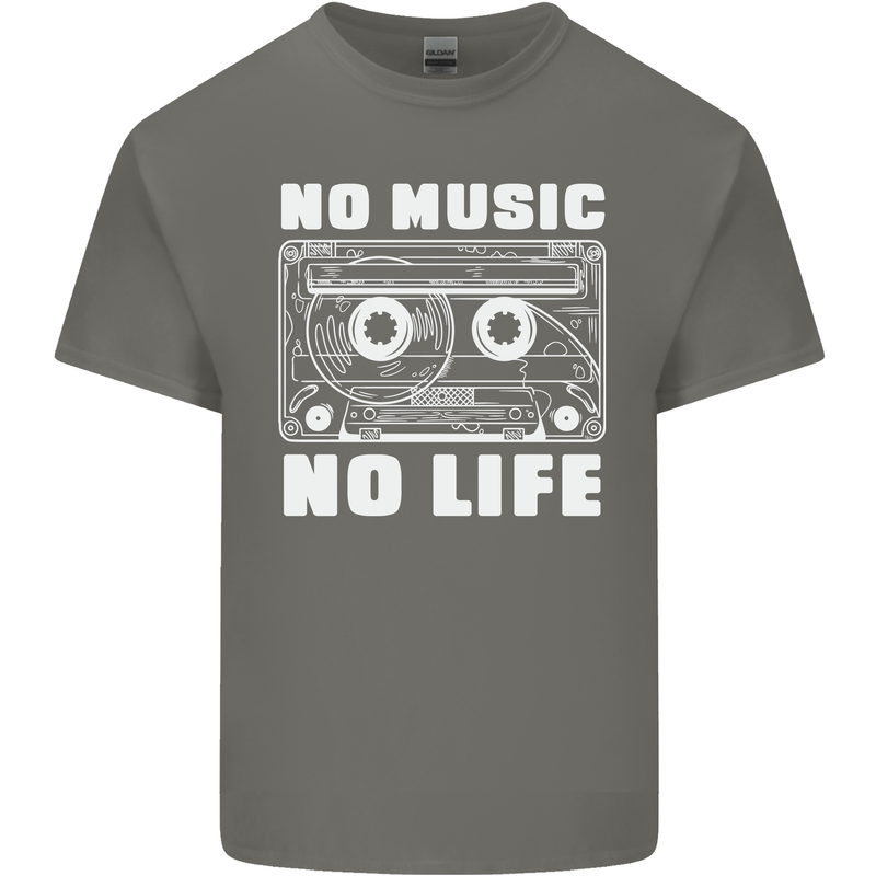 No Music No Life Retro Audio Cassette Kids T-Shirt Childrens Charcoal