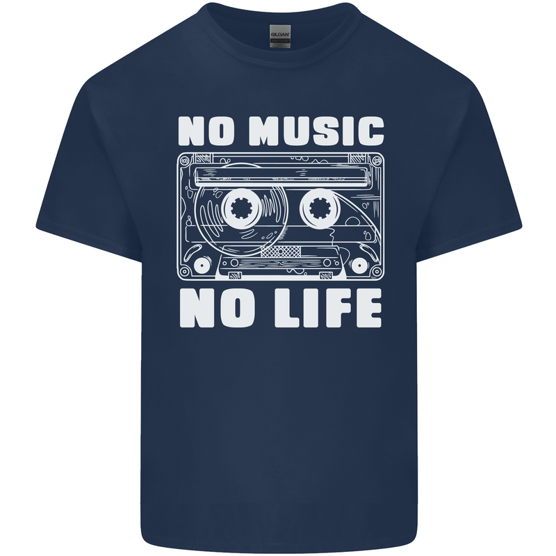 No Music No Life Retro Audio Cassette Kids T-Shirt Childrens Navy Blue