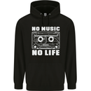 No Music No Life Retro Audio Cassette Mens 80% Cotton Hoodie Black