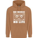 No Music No Life Retro Audio Cassette Mens 80% Cotton Hoodie Caramel Latte