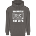 No Music No Life Retro Audio Cassette Mens 80% Cotton Hoodie Charcoal
