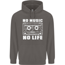 No Music No Life Retro Audio Cassette Mens 80% Cotton Hoodie Charcoal