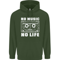 No Music No Life Retro Audio Cassette Mens 80% Cotton Hoodie Forest Green