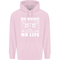 No Music No Life Retro Audio Cassette Mens 80% Cotton Hoodie Light Pink