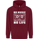 No Music No Life Retro Audio Cassette Mens 80% Cotton Hoodie Maroon