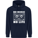No Music No Life Retro Audio Cassette Mens 80% Cotton Hoodie Navy Blue