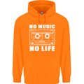 No Music No Life Retro Audio Cassette Mens 80% Cotton Hoodie Orange