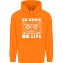 No Music No Life Retro Audio Cassette Mens 80% Cotton Hoodie Orange