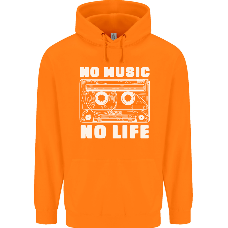 No Music No Life Retro Audio Cassette Mens 80% Cotton Hoodie Orange