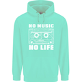 No Music No Life Retro Audio Cassette Mens 80% Cotton Hoodie Peppermint