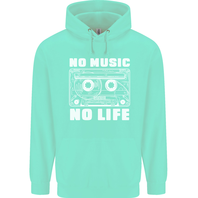 No Music No Life Retro Audio Cassette Mens 80% Cotton Hoodie Peppermint
