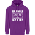 No Music No Life Retro Audio Cassette Mens 80% Cotton Hoodie Purple