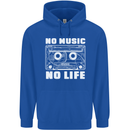 No Music No Life Retro Audio Cassette Mens 80% Cotton Hoodie Royal Blue