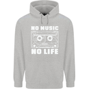No Music No Life Retro Audio Cassette Mens 80% Cotton Hoodie Sports Grey