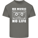 No Music No Life Retro Audio Cassette Mens Cotton T-Shirt Tee Top Charcoal