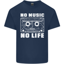 No Music No Life Retro Audio Cassette Mens Cotton T-Shirt Tee Top Navy Blue