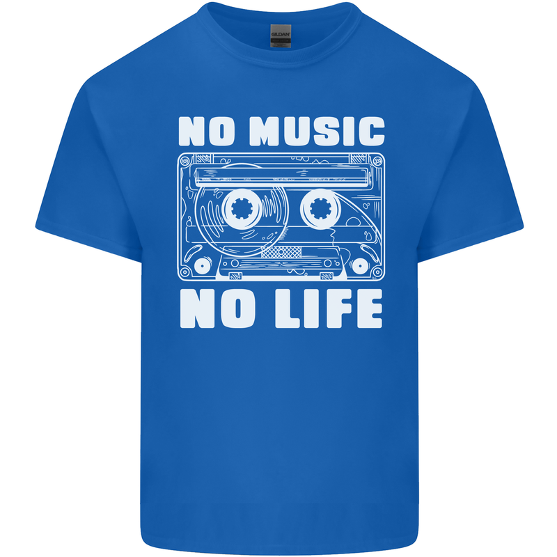 No Music No Life Retro Audio Cassette Mens Cotton T-Shirt Tee Top Royal Blue