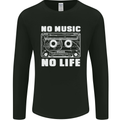 No Music No Life Retro Audio Cassette Mens Long Sleeve T-Shirt Black