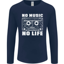 No Music No Life Retro Audio Cassette Mens Long Sleeve T-Shirt Navy Blue