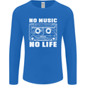 No Music No Life Retro Audio Cassette Mens Long Sleeve T-Shirt Royal Blue