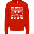 No Music No Life Retro Audio Cassette Mens Sweatshirt Jumper Bright Red