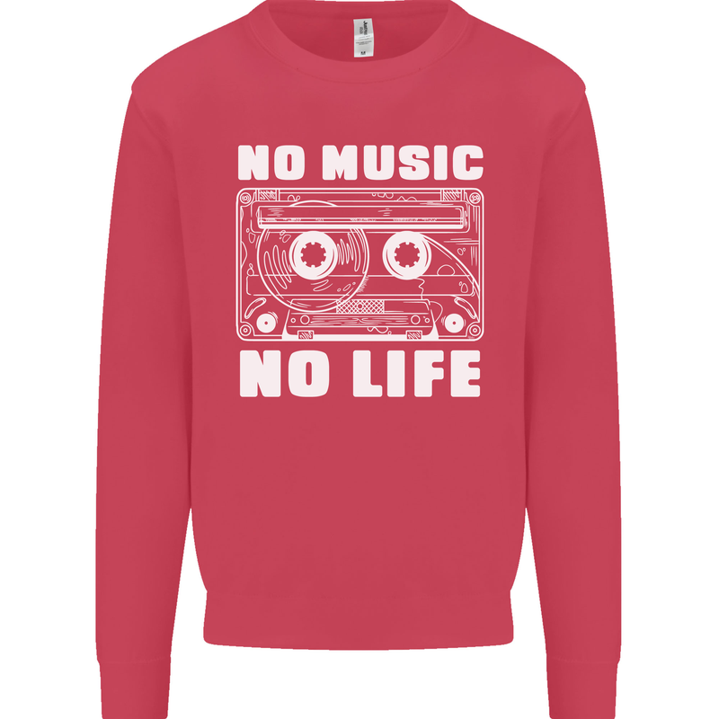 No Music No Life Retro Audio Cassette Mens Sweatshirt Jumper Heliconia