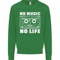 No Music No Life Retro Audio Cassette Mens Sweatshirt Jumper Irish Green