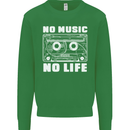 No Music No Life Retro Audio Cassette Mens Sweatshirt Jumper Irish Green
