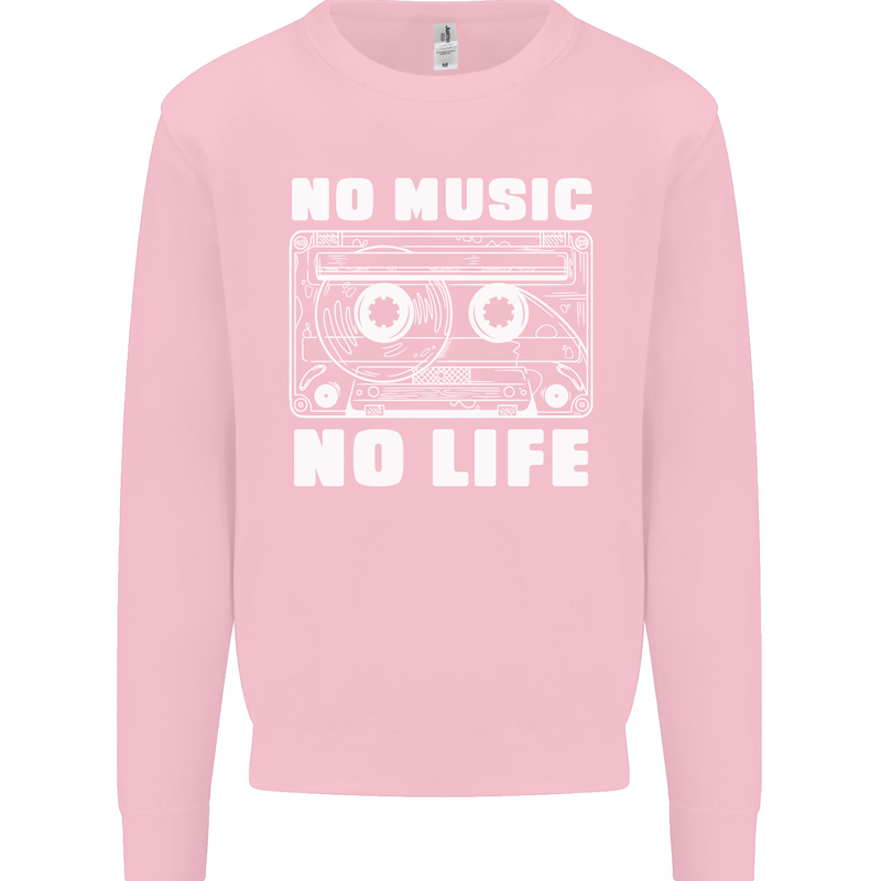 No Music No Life Retro Audio Cassette Mens Sweatshirt Jumper Light Pink