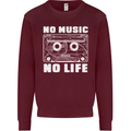 No Music No Life Retro Audio Cassette Mens Sweatshirt Jumper Maroon