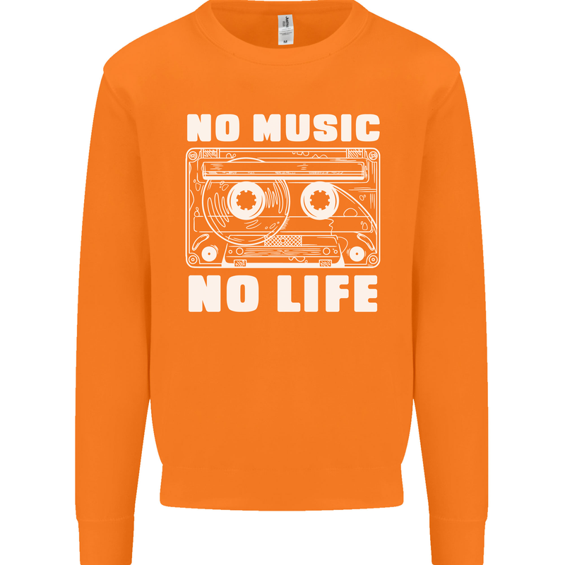 No Music No Life Retro Audio Cassette Mens Sweatshirt Jumper Orange