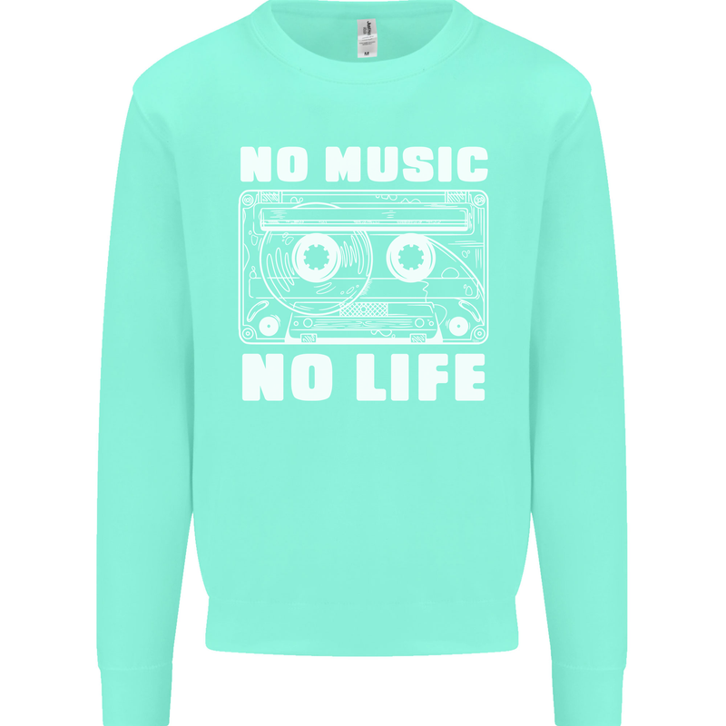 No Music No Life Retro Audio Cassette Mens Sweatshirt Jumper Peppermint