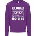 No Music No Life Retro Audio Cassette Mens Sweatshirt Jumper Purple