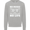 No Music No Life Retro Audio Cassette Mens Sweatshirt Jumper Sports Grey