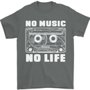 No Music No Life Retro Audio Cassette Mens T-Shirt 100% Cotton Charcoal