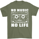 No Music No Life Retro Audio Cassette Mens T-Shirt 100% Cotton Military Green