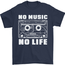 No Music No Life Retro Audio Cassette Mens T-Shirt 100% Cotton Navy Blue