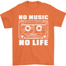 No Music No Life Retro Audio Cassette Mens T-Shirt 100% Cotton Orange
