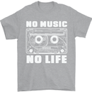 No Music No Life Retro Audio Cassette Mens T-Shirt 100% Cotton Sports Grey
