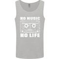 No Music No Life Retro Audio Cassette Mens Vest Tank Top Sports Grey