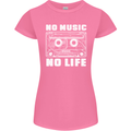 No Music No Life Retro Audio Cassette Womens Petite Cut T-Shirt Azalea