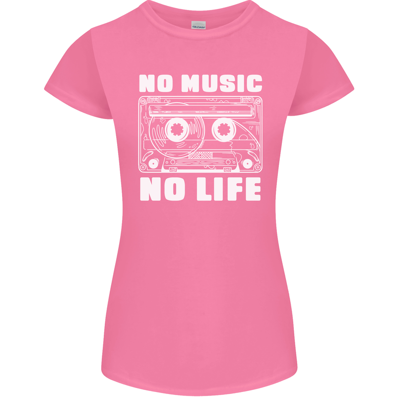 No Music No Life Retro Audio Cassette Womens Petite Cut T-Shirt Azalea