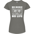 No Music No Life Retro Audio Cassette Womens Petite Cut T-Shirt Charcoal