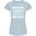 No Music No Life Retro Audio Cassette Womens Petite Cut T-Shirt Light Blue