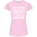 No Music No Life Retro Audio Cassette Womens Petite Cut T-Shirt Light Pink