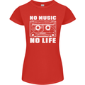 No Music No Life Retro Audio Cassette Womens Petite Cut T-Shirt Red