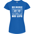 No Music No Life Retro Audio Cassette Womens Petite Cut T-Shirt Royal Blue